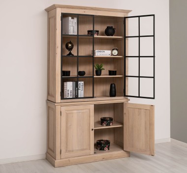 Vitrina eleganta din stejar, cu 2 usi BAS + 2 usi sticla SUP de la Rustic Butique OPS798BAS+SUP - Culoare_P035 - ULEIAT