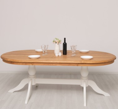 Masa dining ovala cu blat din stejar de la Rustic Butique PS809 - TopOak - Culoare Top_P089 - Culoare Corp_P039 - DUBLU COLOR