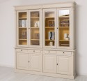 Biblioteca cu 4 usi, 4 sertare BAS + 4 usi sticla SUP, Colectia Directoire de la Rustic Butique PS16BAS + PS72SUP - Culoare Ext._P024 / Culoare Int._P050 - DUBLU COLOR