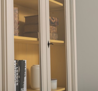 Biblioteca cu 4 usi, 4 sertare BAS + 4 usi sticla SUP, Colectia Directoire de la Rustic Butique PS16BAS + PS72SUP - Culoare Ext._P024 / Culoare Int._P050 - DUBLU COLOR