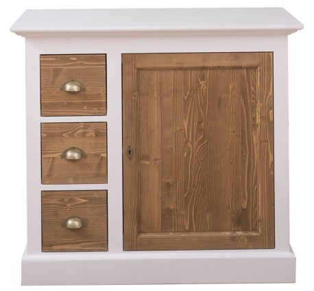 Comoda mica cu 1 usa, 3 sertare de la Rustic Butique PS42 - Culoare Corp_P004 - Culoare Usi si Sertare_P001 - DUBLU COLOR