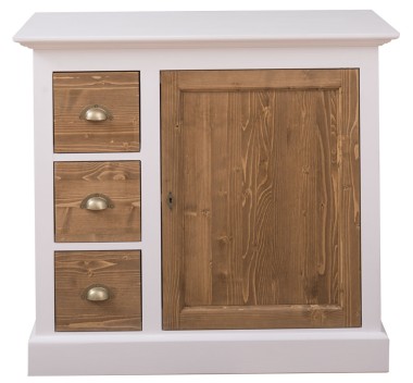 Comoda mica cu 1 usa, 3 sertare de la Rustic Butique PS42 - Culoare Corp_P004 - Culoare Usi si Sertare_P001 - DUBLU COLOR