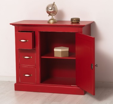 Comoda mica cu 1 usa, 3 sertare de la Rustic Butique PS42 - Culoare_P047A-  VOPSIT ANTICHIZAT