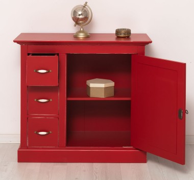 Comoda mica cu 1 usa, 3 sertare de la Rustic Butique PS42 - Culoare_P047A-  VOPSIT ANTICHIZAT