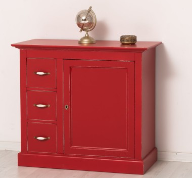 Comoda mica cu 1 usa, 3 sertare de la Rustic Butique PS42 - Culoare_P047A-  VOPSIT ANTICHIZAT