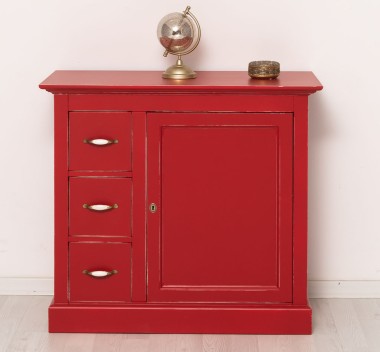 Comoda mica cu 1 usa, 3 sertare de la Rustic Butique PS42 - Culoare_P047A-  VOPSIT ANTICHIZAT