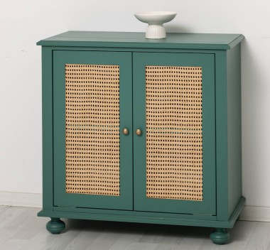 Consola cu 2 usi cu Ratan de la Rustic Butique PS802 - Culoare_P114 - VOPSIT