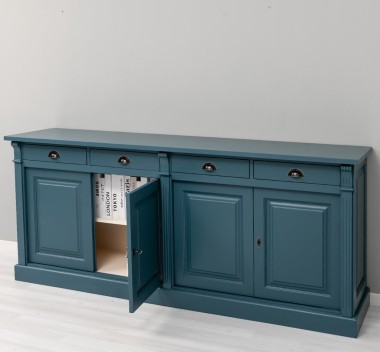 Bufet cu 4 usi si 4 sertare, Colectia Directoire de la Rustic Butique PS16BAS - Culoare Ext._P051 / Culoare Int._P025 - DUBLU COLOR