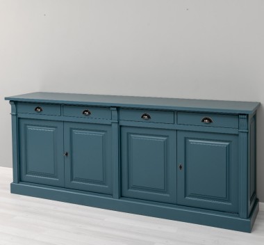 Bufet cu 4 usi si 4 sertare, Colectia Directoire de la Rustic Butique PS16BAS - Culoare Ext._P051 / Culoare Int._P025 - DUBLU COLOR