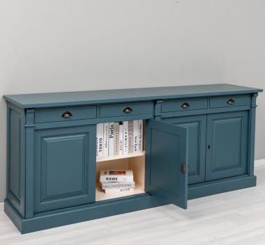 Bufet cu 4 usi si 4 sertare, Colectia Directoire de la Rustic Butique PS16BAS - Culoare Ext._P051 / Culoare Int._P025 - DUBLU COLOR