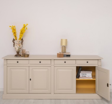 Bufet cu 4 usi si 4 sertare, Colectia Directoire de la Rustic Butique PS16BAS - Culoare Ext._P024 / Culoare Int._P050 - DUBLU COLOR