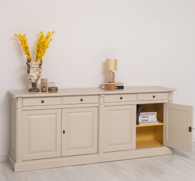 Bufet cu 4 usi si 4 sertare, Colectia Directoire de la Rustic Butique PS16BAS - Culoare Ext._P024 / Culoare Int._P050 - DUBLU COLOR