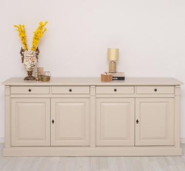 Bufet cu 4 usi si 4 sertare, Colectia Directoire de la Rustic Butique PS16BAS - Culoare Ext._P024 / Culoare Int._P050 - DUBLU COLOR