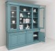 Biblioteca cu 4 usi, 4 sertare BAS + 2 usi sticla, etajera deschisa SUP, Colectia Directoire de la Rustic Butique PS16BAS+PS57SUP - Culoare_P008 - VOPSIT