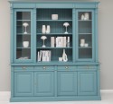 Biblioteca cu 4 usi, 4 sertare BAS + 2 usi sticla, etajera deschisa SUP, Colectia Directoire de la Rustic Butique PS16BAS+PS57SUP - Culoare_P008 - VOPSIT