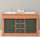 Dulap baie stejar cu 2 lavoare - lavoare incluse in pret - din stejar - Culoare Top_P061 - Cloare Corp_P112 - Culoare Usi si Ser de la Rustic Butique OUTOPS4001 - Culoare Top_P061 - Culoare Corp_P112 - Culoare Usi si Sertare_P115 - TRIPLU COLOR