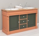 Dulap baie stejar cu 2 lavoare - lavoare incluse in pret - din stejar - Culoare Top_P061 - Cloare Corp_P112 - Culoare Usi si Ser de la Rustic Butique OUTOPS4001 - Culoare Top_P061 - Culoare Corp_P112 - Culoare Usi si Sertare_P115 - TRIPLU COLOR