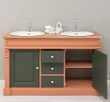 Dulap baie stejar cu 2 lavoare - lavoare incluse in pret - din stejar - Culoare Top_P061 - Cloare Corp_P112 - Culoare Usi si Ser de la Rustic Butique OUTOPS4001 - Culoare Top_P061 - Culoare Corp_P112 - Culoare Usi si Sertare_P115 - TRIPLU COLOR