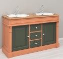 Dulap baie stejar cu 2 lavoare - lavoare incluse in pret - din stejar - Culoare Top_P061 - Cloare Corp_P112 - Culoare Usi si Ser de la Rustic Butique OUTOPS4001 - Culoare Top_P061 - Culoare Corp_P112 - Culoare Usi si Sertare_P115 - TRIPLU COLOR