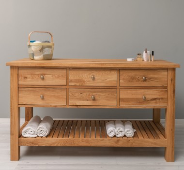 Consola cu 6 sertare si polita inferioara, stejar de la Rustic Butique OPS797 - Culoare_P061 - LACUIT