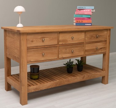 Consola cu 6 sertare si polita inferioara, stejar de la Rustic Butique OPS797 - Culoare_P061 - LACUIT