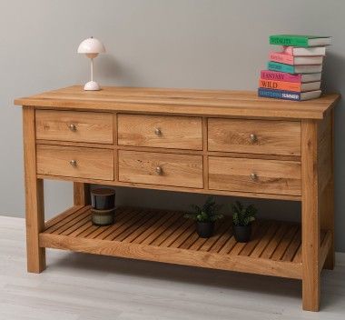 Consola cu 6 sertare si polita inferioara, stejar de la Rustic Butique OPS797 - Culoare_P061 - LACUIT