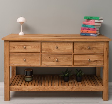 Consola cu 6 sertare si polita inferioara, stejar de la Rustic Butique OPS797 - Culoare_P061 - LACUIT
