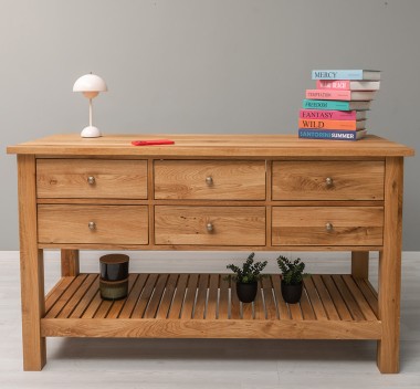 Consola cu 6 sertare si polita inferioara, stejar de la Rustic Butique OPS797 - Culoare_P061 - LACUIT