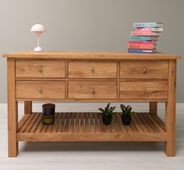 Consola cu 6 sertare si polita inferioara, stejar de la Rustic Butique OPS797 - Culoare_P061 - LACUIT