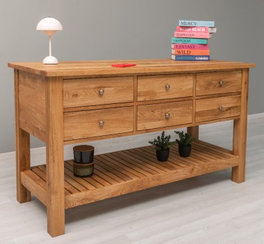Consola cu 6 sertare si polita inferioara, stejar de la Rustic Butique OPS797 - Culoare_P061 - LACUIT