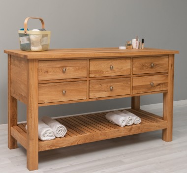 Consola cu 6 sertare si polita inferioara, stejar de la Rustic Butique OPS797 - Culoare_P061 - LACUIT