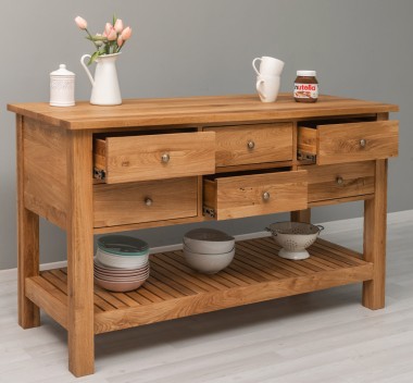Consola cu 6 sertare si polita inferioara, stejar de la Rustic Butique OPS797 - Culoare_P061 - LACUIT