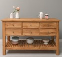 Consola cu 6 sertare cu sine si polita inferioara, stejar - Culoare_P061 - LACUIT de la Rustic Butique OUTOPS797 - Culoare_P061 - LACUIT