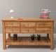 Consola cu 6 sertare cu sine si polita inferioara, stejar - Culoare_P061 - LACUIT de la Rustic Butique OUTOPS797 - Culoare_P061 - LACUIT