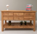 Consola cu 6 sertare cu sine si polita inferioara, stejar - Culoare_P061 - LACUIT de la Rustic Butique OUTOPS797 - Culoare_P061 - LACUIT