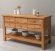 Consola cu 6 sertare cu sine si polita inferioara, stejar - Culoare_P061 - LACUIT de la Rustic Butique OUTOPS797 - Culoare_P061 - LACUIT