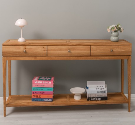 Consola eleganta cu 3 sertare cu sine si polita inferioara, stejar - Culoare_P089 - ULEIAT de la Rustic Butique OUTOPS796 - Culoare_P089 - OILED