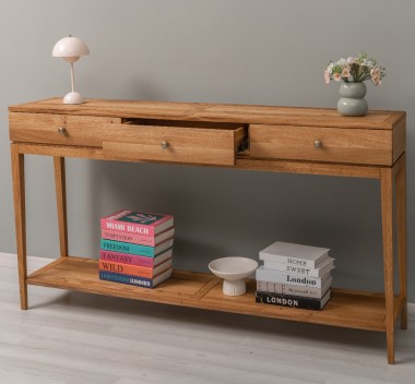 Consola eleganta cu 3 sertare cu sine si polita inferioara, stejar - Culoare_P089 - ULEIAT de la Rustic Butique OUTOPS796 - Culoare_P089 - OILED