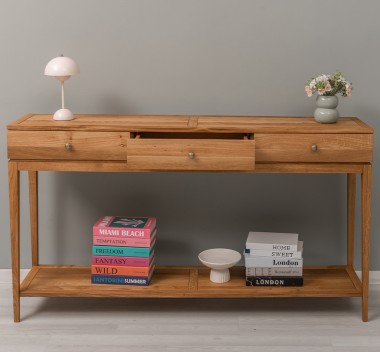 Consola eleganta cu 3 sertare cu sine si polita inferioara, stejar - Culoare_P089 - ULEIAT de la Rustic Butique OUTOPS796 - Culoare_P089 - OILED