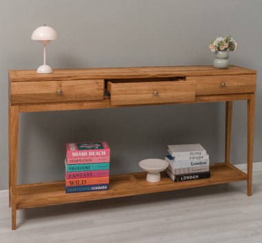 Consola eleganta cu 3 sertare cu sine si polita inferioara, stejar - Culoare_P089 - ULEIAT de la Rustic Butique OUTOPS796 - Culoare_P089 - OILED
