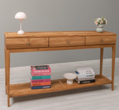 Consola eleganta cu 3 sertare cu sine si polita inferioara, stejar - Culoare_P089 - ULEIAT de la Rustic Butique OUTOPS796 - Culoare_P089 - OILED