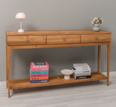 Consola eleganta cu 3 sertare cu sine si polita inferioara, stejar - Culoare_P089 - ULEIAT de la Rustic Butique OUTOPS796 - Culoare_P089 - OILED