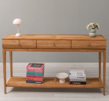 Consola eleganta cu 3 sertare cu sine si polita inferioara, stejar - Culoare_P089 - ULEIAT de la Rustic Butique OUTOPS796 - Culoare_P089 - OILED