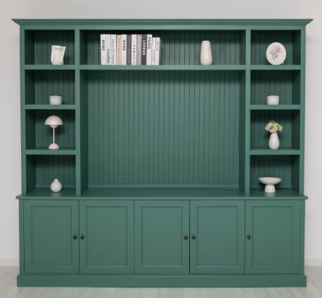 Biblioteca cu spatiu TV BAS+SUP de la Rustic Butique PS793BAS+SUP - Culoare_P114 - VOPSIT
