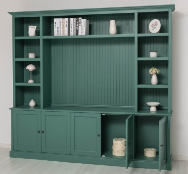Biblioteca cu spatiu TV BAS+SUP de la Rustic Butique PS793BAS+SUP - Culoare_P114 - VOPSIT