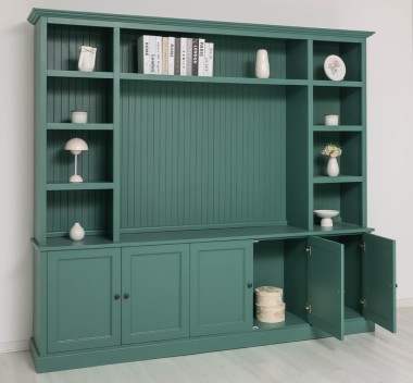 Biblioteca cu spatiu TV BAS+SUP de la Rustic Butique PS793BAS+SUP - Culoare_P114 - VOPSIT