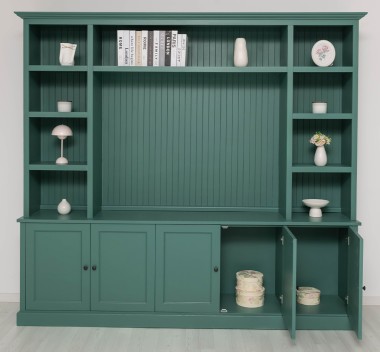 Biblioteca cu spatiu TV BAS+SUP de la Rustic Butique PS793BAS+SUP - Culoare_P114 - VOPSIT