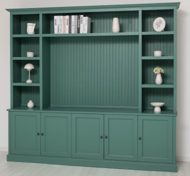 Biblioteca cu spatiu TV BAS+SUP de la Rustic Butique PS793BAS+SUP - Culoare_P114 - VOPSIT