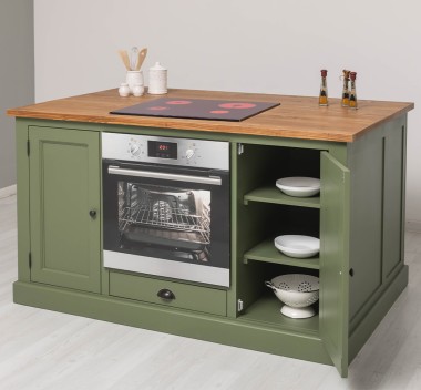 Insula de bucatarie multifunctionala, blat brad - Culoare Top_P001 - Culoare Corp_P054 - DUBLU COLOR de la Rustic Butique OUTPS792 - Culoare Top_P001 - Culoare Corp_P054 - DUBLU COLOR