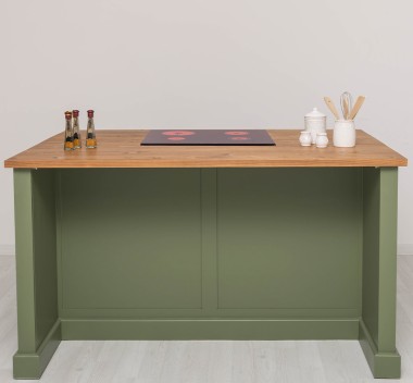 Insula de bucatarie multifunctionala, blat brad - Culoare Top_P001 - Culoare Corp_P054 - DUBLU COLOR de la Rustic Butique OUTPS792 - Culoare Top_P001 - Culoare Corp_P054 - DUBLU COLOR